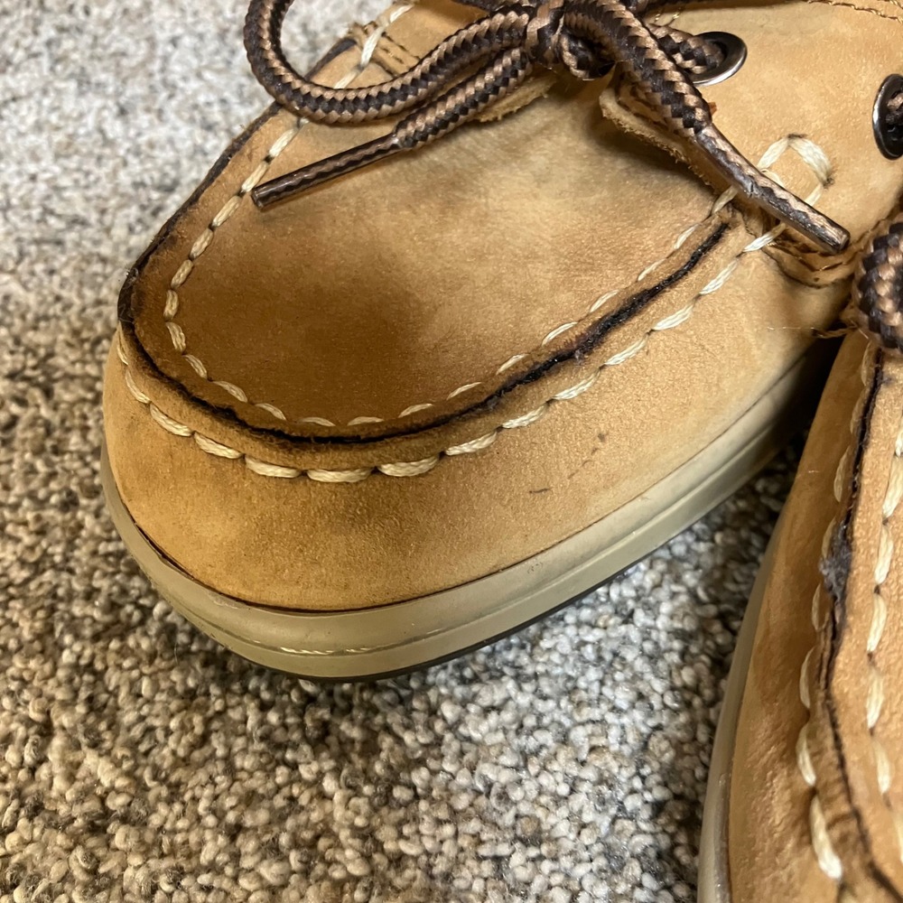 Natural Soul by Naturalizer Womens 8M Tan Suede Leopard Print Boat Shoes Loafers - Picture 10 of 10